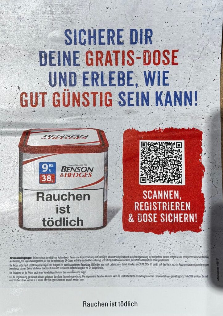 Tabak Fink Bocholt Aktion Benson&Hedges